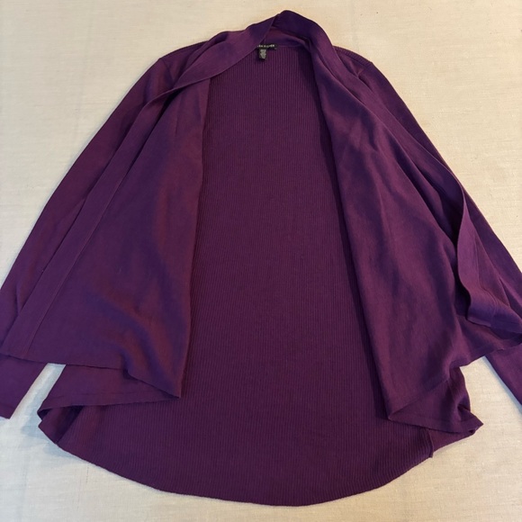 Eileen Fisher 100% Merino Wool Open Cardigan Purple Long S - Picture 5 of 9